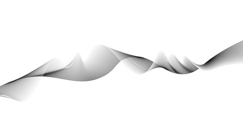 Abstract black wave lines on white background.abstract smoke on black wave line background,Stylized line art background. Vector illustration.abstract wavy lines digital design technology.