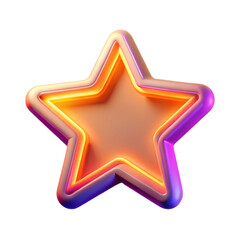 High quality photo of a glowing neon star with warm orange and cool purple tones isolated on transparent background
