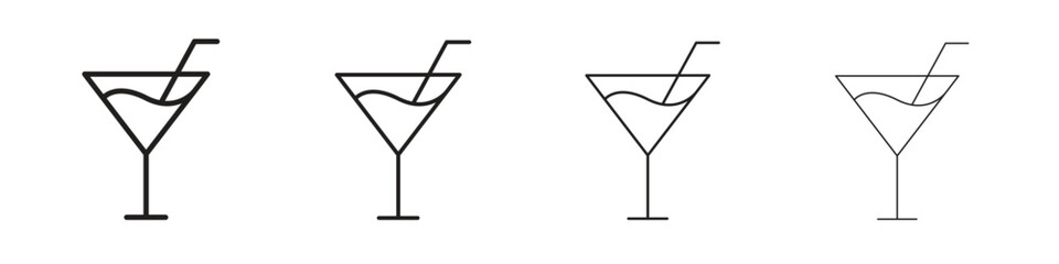 Citrus Glass icon collection. Line vector sign, symbol for web and mobile