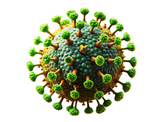 Detailed Coronavirus Structure Rendered Image of Pathogenic Virus with Surface Proteins for Medical Illustrations