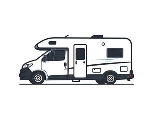 Fototapeta premium Simple line drawing of a camper van