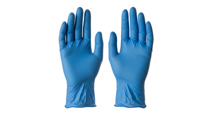 Pair of Blue Nitrile Gloves cutout png isolated on a transparent background