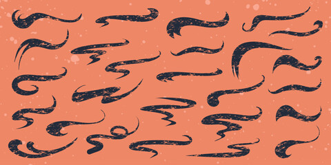 Baseball text swoosh tails, vintage underline swash for sporty font lettering. Retro vector decoration elements. Vector illustration.