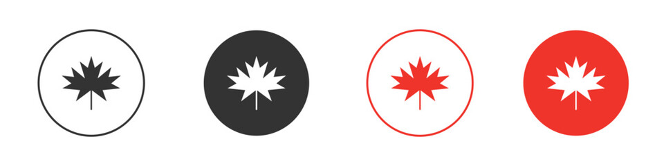 Maple leaf icon solid pictogram. Vector isolated illustration
