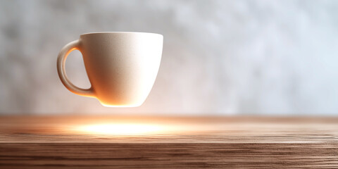 Obraz premium Floating Ceramic Coffee Cup Minimal Style 