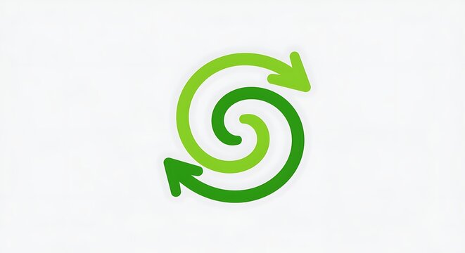 Green spiral arrow icon on white background for design elements and concepts