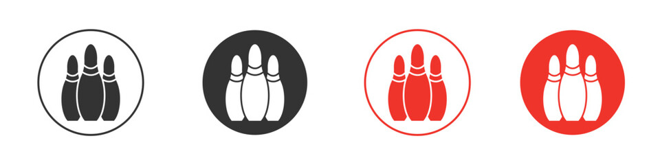 Bowling pins icon solid pictogram. Vector isolated illustration