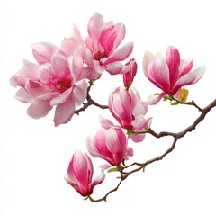 Obraz premium A close-up shot of delicate pink magnolia blossoms on a branch