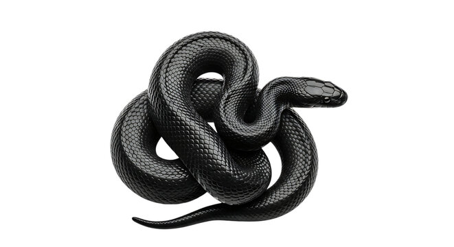 Cutout png Black Snake Coiled isolated on a transparent background