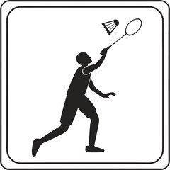 Black silhouette of a badminton player hitting a shuttlecock 1