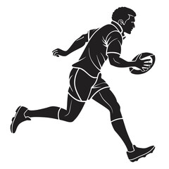 Naklejka premium Black silhouette of a rugby player running with ball 2