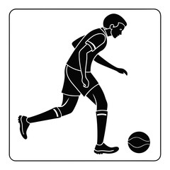 Naklejka premium Black silhouette of a soccer player kicking a ball 2