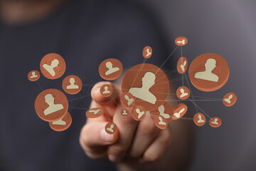 Illustration representing network structure and communication, perfect for visualizing connections, teamwork, and digital interactions.