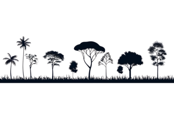 Stunning collection of diverse trees and lush grass, perfect for creating naturalistic scenes and eco friendly designs