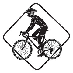 Cyclist in Diamond Frame Black and White Graphic bicycle