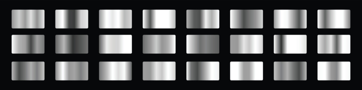 Set of Silver foil texture background. Realistic silver, gradient mesh. silver gradient collection. vector illustration 