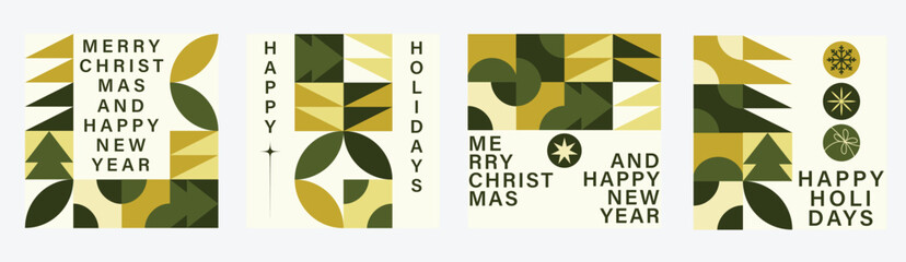 Merry Christmas And Happy New Year Vibrant Abstract Minimalist Geometric Poster Design Collection