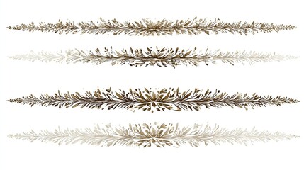 Obraz premium Christmas botanical borders in brown tones, various leafy designs, on white, decorative elements, copy space