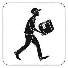 Delivery person running with a package courier