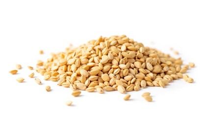 Pile of sesame seeds on white background  