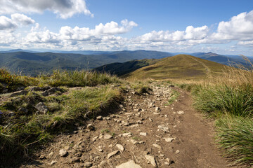 Hiking along the red trail to the highest peak of the Bieszczady Mountains - Tarnica