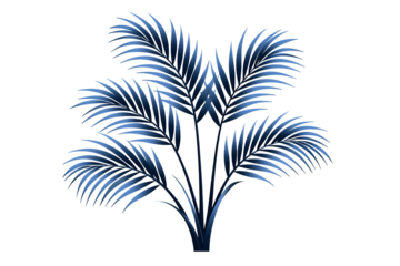 Elegant blue palm fronds evoke tropical luxury and serene vacation vibes, perfect for sophisticated design projects and stylish branding.