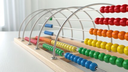Abacus toy with brightly colored beads used for math lessons