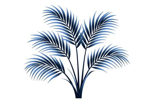 Elegant blue palm fronds evoke tropical luxury and serene vacation vibes, perfect for sophisticated design projects and stylish branding.