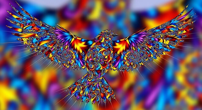 Vibrant Abstract Eagle Art with Colorful Mosaic Pattern.