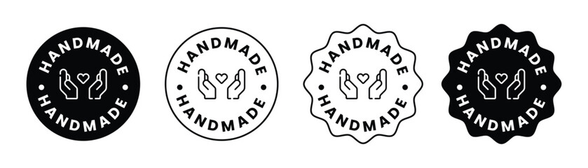 handmade product label badge symbol. authentic craft creation stamp seal. product badge set. vector illustration 