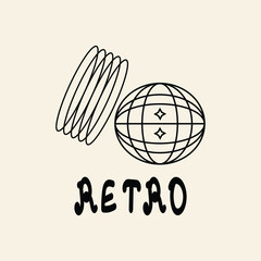 Vector retro illustration in vibrant Y2K disco style, colorful abstract banner design for print, poster, flyer and other printed materials