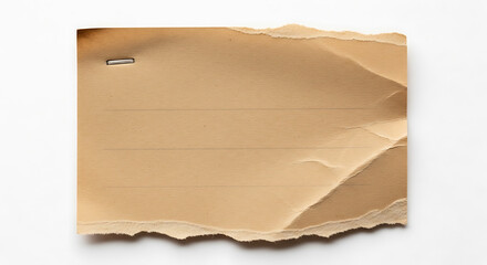 A torn and crumpled piece of aged brown paper with visible texture