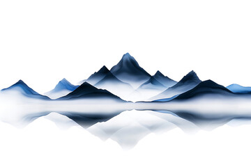 Obraz premium Serene watercolor mountains reflected in tranquil water create a peaceful, atmospheric landscape perfect for meditation and wellness themes