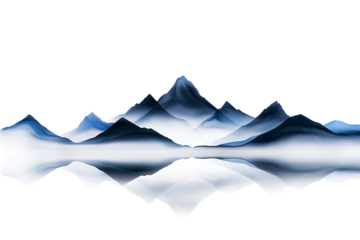 Serene watercolor mountains reflected in tranquil water create a peaceful, atmospheric landscape perfect for meditation and wellness themes