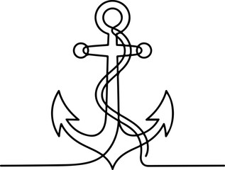 Elegant One-Line Anchor Illustration for Minimalist Designs and Nautical Themes