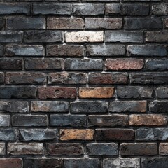 Fototapeta premium A close-up view of a rustic brick wall, displaying texture and aged character