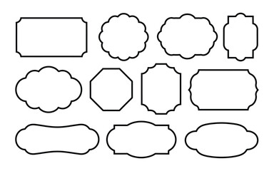 collection of vintage decorative frame shape. Set of vintage label and badges shape collections. Vector illustration. Blank Stickers and Label Frames Set