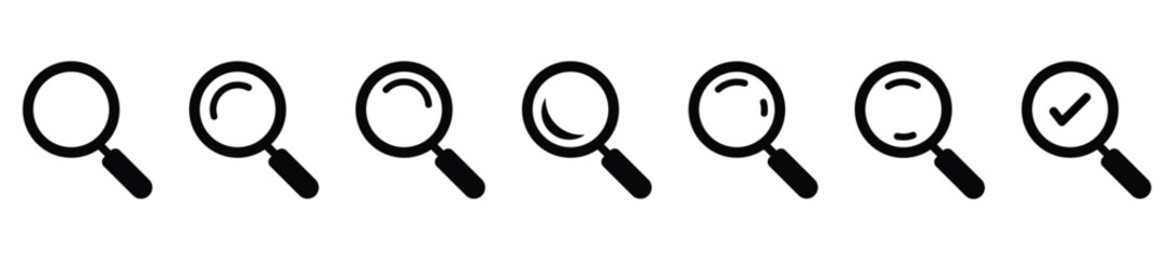 Search icons set. Magnifying glass icon vector symbols collection