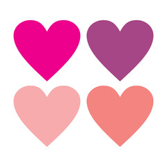 vector illustration set of red pink purple and peach hearts