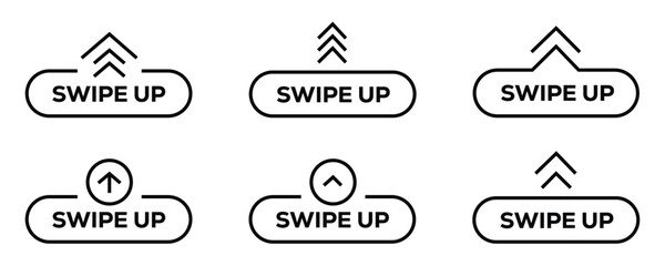  swipe up line icon set. swipe up button. ui, ux navigation button set. vector illustration 