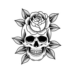 Skull and Vintage Tattoo T-shirt Vector Designs and Edgy, Punk-Inspired Graphics & Retro Tattoo Illustrations for Custom Graphic Tees-04