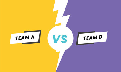 Versus battle background. Team A VS Team B battle headline. Competitions between contestants, fighters or teams. Vector illustration.
