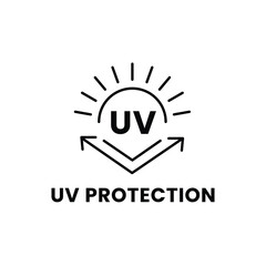 Vector art of uv protection symbol. shield protecting from sun rays line icon. uv protection line icon. vector illustration 