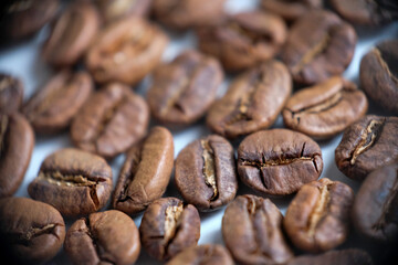 Close-up of freshly roasted coffee beans