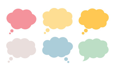 Set of colorful blank empty speech bubbles for text. Set of flat colorful bubble speech vector. Banners, price tags, stickers, posters, badges. Isolated on white background. vector illustration
