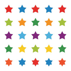 Obraz premium Colorful stars arranged in a grid pattern against a white backdrop create a playful and vibrant visual, perfect for adding a touch of whimsy and joy to any project.