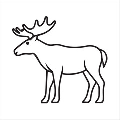 Minimalist Moose Line Art – Simple Wildlife Icon for Nature and Outdoor Designs
