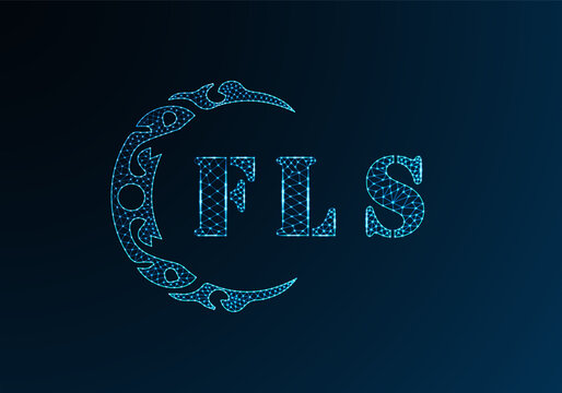 Low poly letter logo FLS design. FLS letter logo low poly vector design on blue color gradient background. FLS logo low poly design