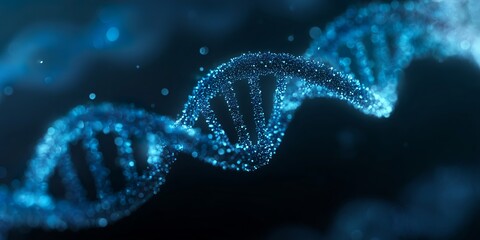 Abstract Representation of DNA Helix with Glowing Particles