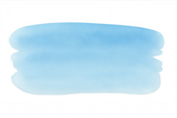 Blue watercolor brush stroke creating custom shape. Paint swatch with soft texture and gradient for artistic design